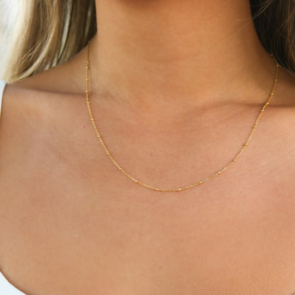 GOLD SATELLITE BEAD - 18K GOLD NECKLACE